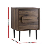 Darrahopens Furniture > Bedroom Artiss Bedside Table Nightstand 2 Drawers - Walnut