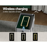 Darrahopens Furniture > Bedroom Artiss Smart Bedside Table 2 Drawers with Wireless Charging LED Lights Grey