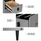 Darrahopens Furniture > Bedroom Artiss Smart Bedside Table 2 Drawers with Wireless Charging LED Lights Grey