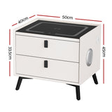 Darrahopens Furniture > Bedroom Artiss Smart Bedside Table 2 Drawers with Wireless Charging Ports LED Lights