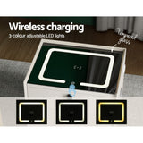 Darrahopens Furniture > Bedroom Artiss Smart Bedside Table 2 Drawers with Wireless Charging Ports LED Lights