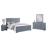 Darrahopens Furniture > Bedroom > Beds & Bed Frames 4 Pieces Bedroom Suite in Solid Wood & MDF King Size Grey Colour Bed, Bedside Table & Dresser