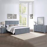 Darrahopens Furniture > Bedroom > Beds & Bed Frames 4 Pieces Bedroom Suite in Solid Wood & MDF King Size Grey Colour Bed, Bedside Table & Dresser