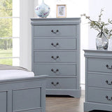 Darrahopens Furniture > Bedroom > Beds & Bed Frames 4 Pieces Bedroom Suite in Solid Wood & MDF Queen Size Grey Colour Bed, Bedside Table & Tallboy