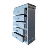 Darrahopens Furniture > Bedroom > Beds & Bed Frames 4 Pieces Bedroom Suite in Solid Wood & MDF Queen Size Grey Colour Bed, Bedside Table & Tallboy