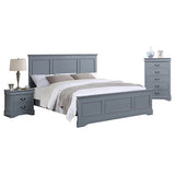Darrahopens Furniture > Bedroom > Beds & Bed Frames 4 Pieces Bedroom Suite in Solid Wood & MDF Queen Size Grey Colour Bed, Bedside Table & Tallboy