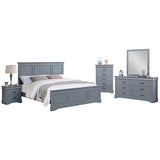 Darrahopens Furniture > Bedroom > Beds & Bed Frames 5 Pieces Bedroom Suite in Solid Wood & MDF Queen Size Grey Colour Bed, Bedside Table, Dresser & Tallboy