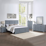 Darrahopens Furniture > Bedroom > Beds & Bed Frames 5 Pieces Bedroom Suite in Solid Wood & MDF Queen Size Grey Colour Bed, Bedside Table, Dresser & Tallboy