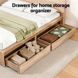 Darrahopens Furniture > Bedroom > Beds & Bed Frames Artiss 2pcs Under Bed Storage with Wheels Rolling Wooden Drawers King Single & Queen