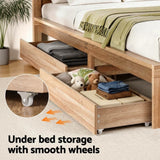 Darrahopens Furniture > Bedroom > Beds & Bed Frames Artiss 2pcs Under Bed Storage with Wheels Rolling Wooden Drawers King Single & Queen