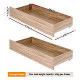Darrahopens Furniture > Bedroom > Beds & Bed Frames Artiss 2pcs Under Bed Storage with Wheels Rolling Wooden Drawers King Single & Queen