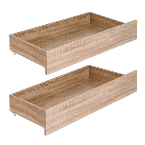 Darrahopens Furniture > Bedroom > Beds & Bed Frames Artiss 2pcs Under Bed Storage with Wheels Rolling Wooden Drawers King Single & Queen
