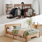 Darrahopens Furniture > Bedroom > Beds & Bed Frames Artiss 2pcs Under Bed Storage with Wheels Rolling Wooden Drawers Single & Double