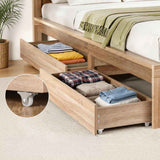 Darrahopens Furniture > Bedroom > Beds & Bed Frames Artiss 2pcs Under Bed Storage with Wheels Rolling Wooden Drawers Single & Double