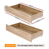 Darrahopens Furniture > Bedroom > Beds & Bed Frames Artiss 2pcs Under Bed Storage with Wheels Rolling Wooden Drawers Single & Double