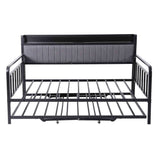 Darrahopens Furniture > Bedroom > Beds & Bed Frames Artiss Bed Frame Double LED Metal Trundle Daybed with Charging Station TURN