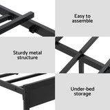 Darrahopens Furniture > Bedroom > Beds & Bed Frames Artiss Bed Frame Double Size LED Metal Bed Base with Charging Station