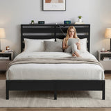 Darrahopens Furniture > Bedroom > Beds & Bed Frames Artiss Bed Frame Double Size LED Metal Bed Base with Charging Station