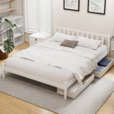 Darrahopens Furniture > Bedroom > Beds & Bed Frames Artiss Bed Frame Double Size Wooden Platform with 2 Storage Drawers White SOFIE
