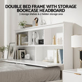 Darrahopens Furniture > Bedroom > Beds & Bed Frames Artiss Bed Frame Double Size Wooden with 3 Shelves Bed Head White