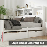Darrahopens Furniture > Bedroom > Beds & Bed Frames Artiss Bed Frame Double Size Wooden with 3 Shelves Bed Head White