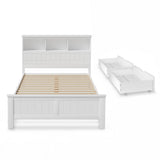 Darrahopens Furniture > Bedroom > Beds & Bed Frames Artiss Bed Frame Double Size Wooden with 3 Shelves Bed Head White