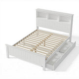 Darrahopens Furniture > Bedroom > Beds & Bed Frames Artiss Bed Frame Double Size Wooden with 3 Shelves Bed Head White