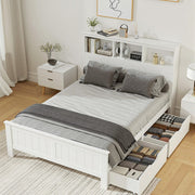 Darrahopens Furniture > Bedroom > Beds & Bed Frames Artiss Bed Frame Double Size Wooden with 3 Shelves Bed Head White