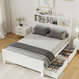 Darrahopens Furniture > Bedroom > Beds & Bed Frames Artiss Bed Frame Double Size Wooden with 3 Shelves Bed Head White