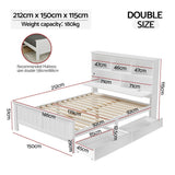 Darrahopens Furniture > Bedroom > Beds & Bed Frames Artiss Bed Frame Double Size Wooden with 3 Shelves Bed Head White
