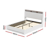 Darrahopens Furniture > Bedroom > Beds & Bed Frames Artiss Bed Frame Gas Lift LED Beds Base Platform White PVC Leather Storage Headboard - Double