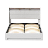 Darrahopens Furniture > Bedroom > Beds & Bed Frames Artiss Bed Frame Gas Lift LED Beds Base Platform White PVC Leather Storage Headboard - Double
