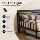 Darrahopens Furniture > Bedroom > Beds & Bed Frames Artiss Bed Frame King Single LED Metal Trundle Daybed with Charging Station TURN