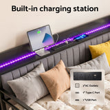 Darrahopens Furniture > Bedroom > Beds & Bed Frames Artiss Bed Frame King Single LED Metal Trundle Daybed with Charging Station TURN