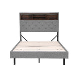 Darrahopens Furniture > Bedroom > Beds & Bed Frames Artiss Bed Frame King Single Size LED Mattress Base Platform with Storage Shelf Hidden Storage Box Grey