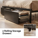 Darrahopens Furniture > Bedroom > Beds & Bed Frames Artiss Bed Frame King with Charging Station Storage Organizer Drawers LED ZAC