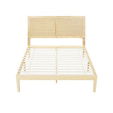 Darrahopens Furniture > Bedroom > Beds & Bed Frames Artiss Bed Frame Queen Size with Rattan Headboard Wooden Bed Base BRUNO