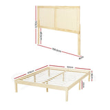 Darrahopens Furniture > Bedroom > Beds & Bed Frames Artiss Bed Frame Queen Size with Rattan Headboard Wooden Bed Base BRUNO