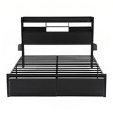 Darrahopens Furniture > Bedroom > Beds & Bed Frames Artiss Bed Frame Queen with Charging Station Storage Organizer Drawers LED ZAC