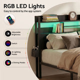 Darrahopens Furniture > Bedroom > Beds & Bed Frames Artiss Bed Frame Queen with Charging Station Storage Organizer Drawers LED ZAC