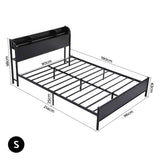 Darrahopens Furniture > Bedroom > Beds & Bed Frames Artiss Bed Frame Single Size with Storage Shelf Headboard Charging Station GRID
