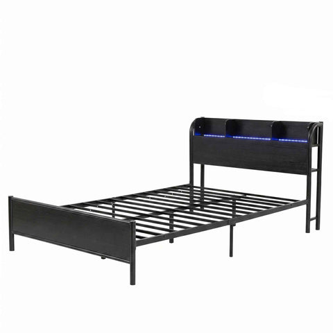 Darrahopens Furniture > Bedroom > Beds & Bed Frames Artiss Bed Frame Single Size with Storage Shelf Headboard Charging Station GRID