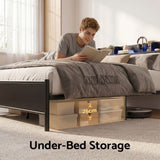Darrahopens Furniture > Bedroom > Beds & Bed Frames Artiss Bed Frame Single Size with Storage Shelf Headboard Charging Station GRID