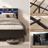 Darrahopens Furniture > Bedroom > Beds & Bed Frames Artiss Bed Frame Single Size with Storage Shelf Headboard Charging Station GRID