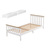 Darrahopens Furniture > Bedroom > Beds & Bed Frames Artiss Bed Frame Single Size Wooden Platform with 2 Storage Drawers White PONY