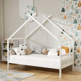 Darrahopens Furniture > Bedroom > Beds & Bed Frames Artiss Bed Frame Wooden Base Kids Single Timber House Beds White