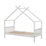 Darrahopens Furniture > Bedroom > Beds & Bed Frames Artiss Bed Frame Wooden Base Kids Single Timber House Beds White