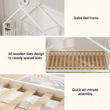 Darrahopens Furniture > Bedroom > Beds & Bed Frames Artiss Bed Frame Wooden Base Kids Single Timber House  with 2 Storage Drawers Beds White