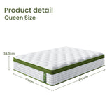 Darrahopens Furniture > Bedroom > Beds & Bed Frames Artiss BedStory Queen Bed Frame Mattress Set Platform Upholstered Hybrid Pocket Coil