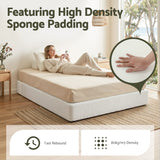 Darrahopens Furniture > Bedroom > Beds & Bed Frames Artiss Compression Bed Frame Double Size No Assembly Vacuum High Density Sponge Boucle Cream White